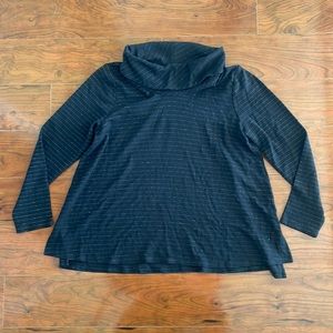 COPY - J. Jill Black and Silver Sprakle Striped Long Sleeve Cowl Neck Sweater B…